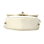 Chanel Shoulder Bag Quilted Lambskin White Champagne Gold — view 3