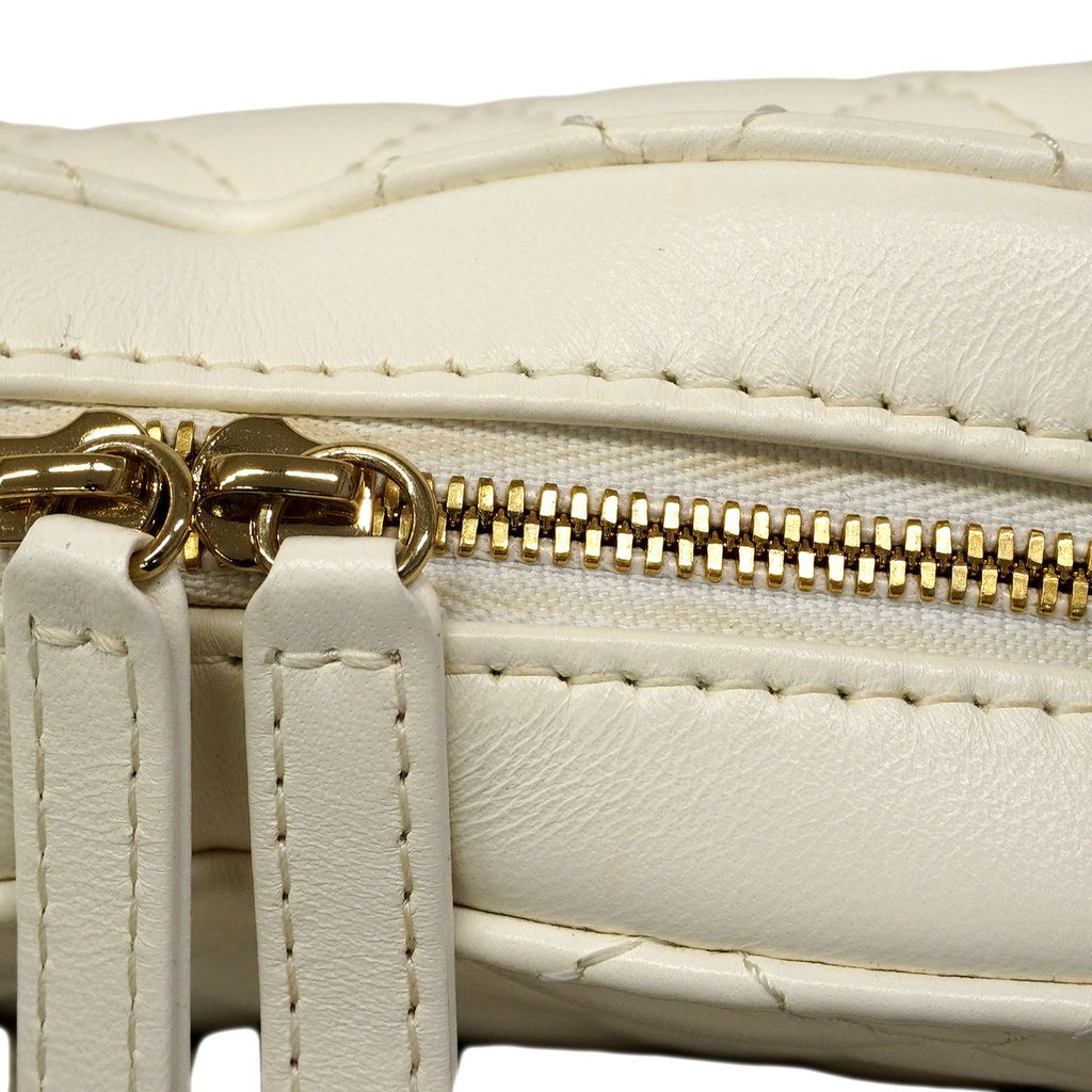 Chanel Shoulder Bag Quilted Lambskin White Champagne Gold — view 9