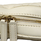 Chanel Shoulder Bag Quilted Lambskin White Champagne Gold — view 9