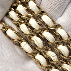 Chanel Shoulder Bag Quilted Lambskin White Champagne Gold — view 7