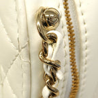 Chanel Shoulder Bag Quilted Lambskin White Champagne Gold — view 8