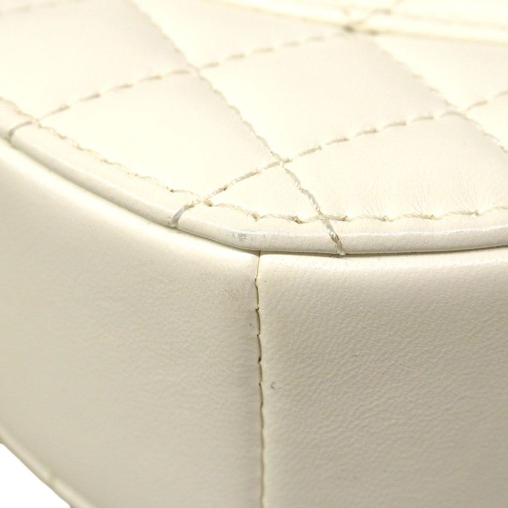 Chanel Shoulder Bag Quilted Lambskin White Champagne Gold — view 6