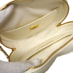 Chanel Shoulder Bag Quilted Lambskin White Champagne Gold — view 4