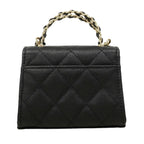 Chanel Handbag Mini Quilted Coco Handle Caviar Leather Black Champagne Gold — view 7