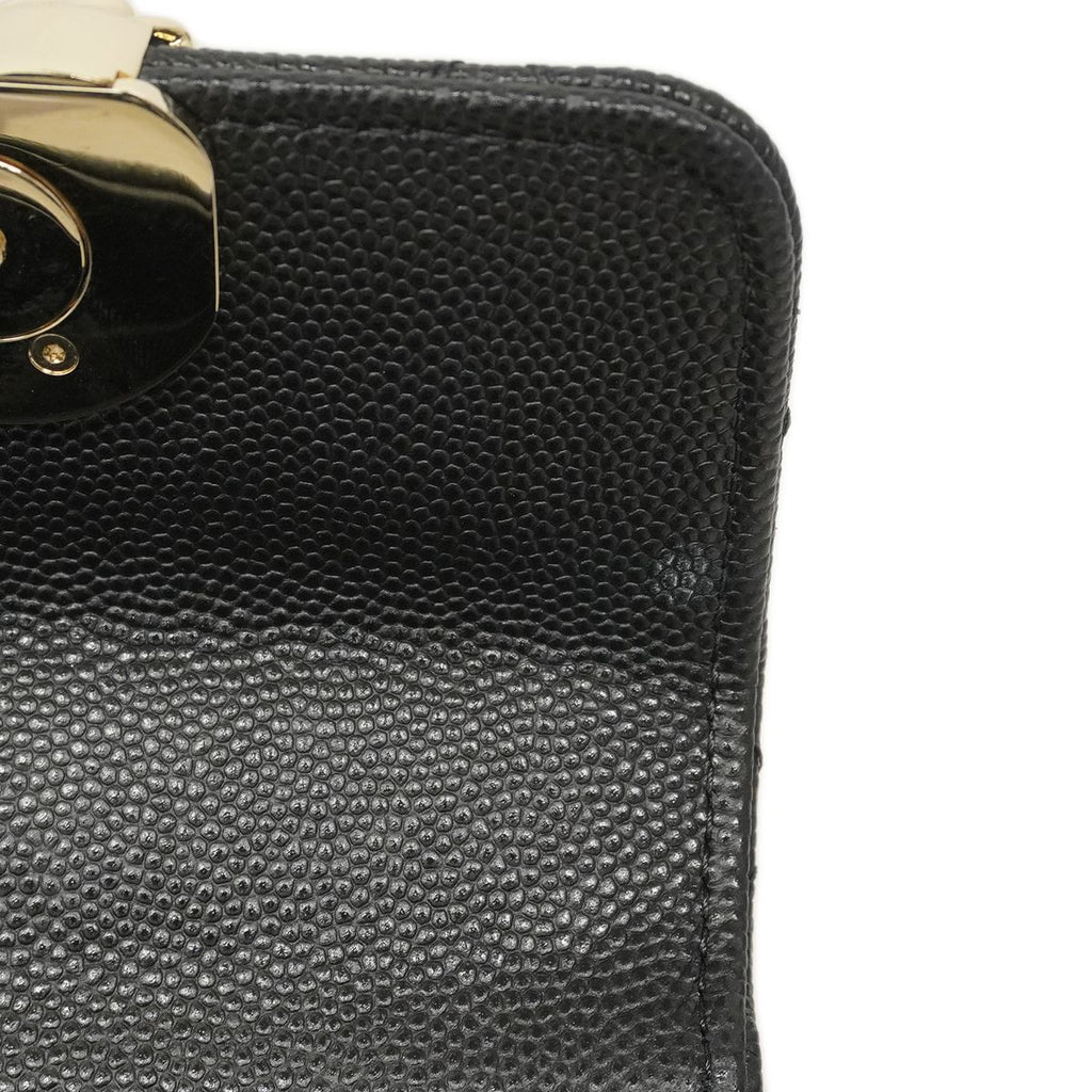 Chanel Handbag Mini Quilted Coco Handle Caviar Leather Black Champagne Gold — view 6