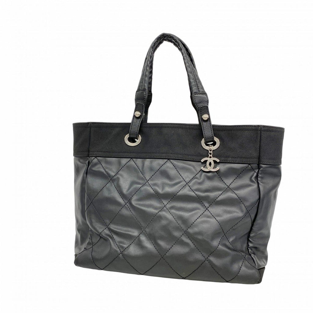 Chanel Tote Paris Biarritz Canvas Black Silver