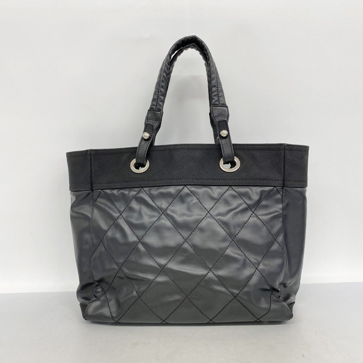 Chanel Tote Paris Biarritz Canvas Black Silver — view 9