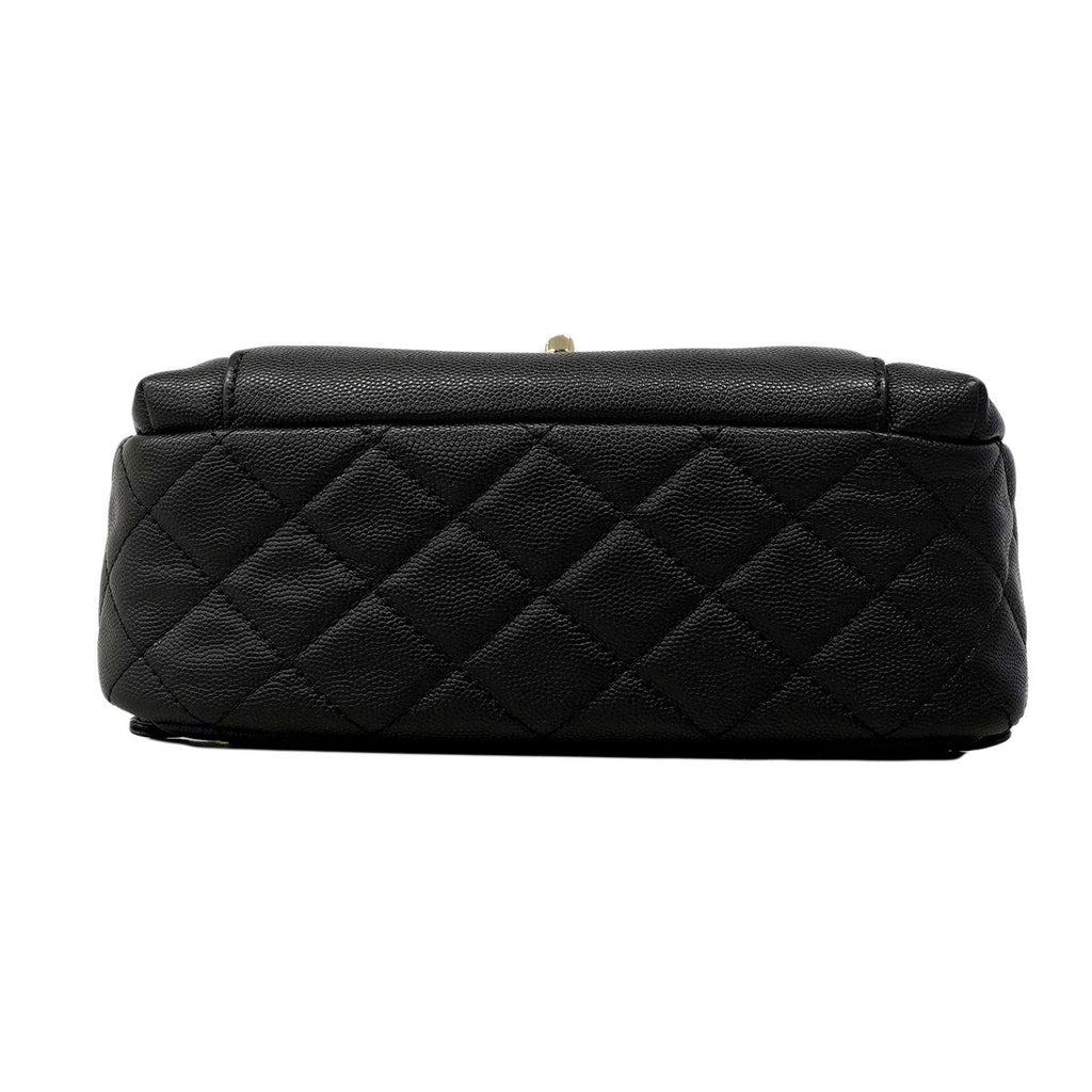 Chanel Backpack Quilted Caviar Leather Black Champagne Gold — view 3