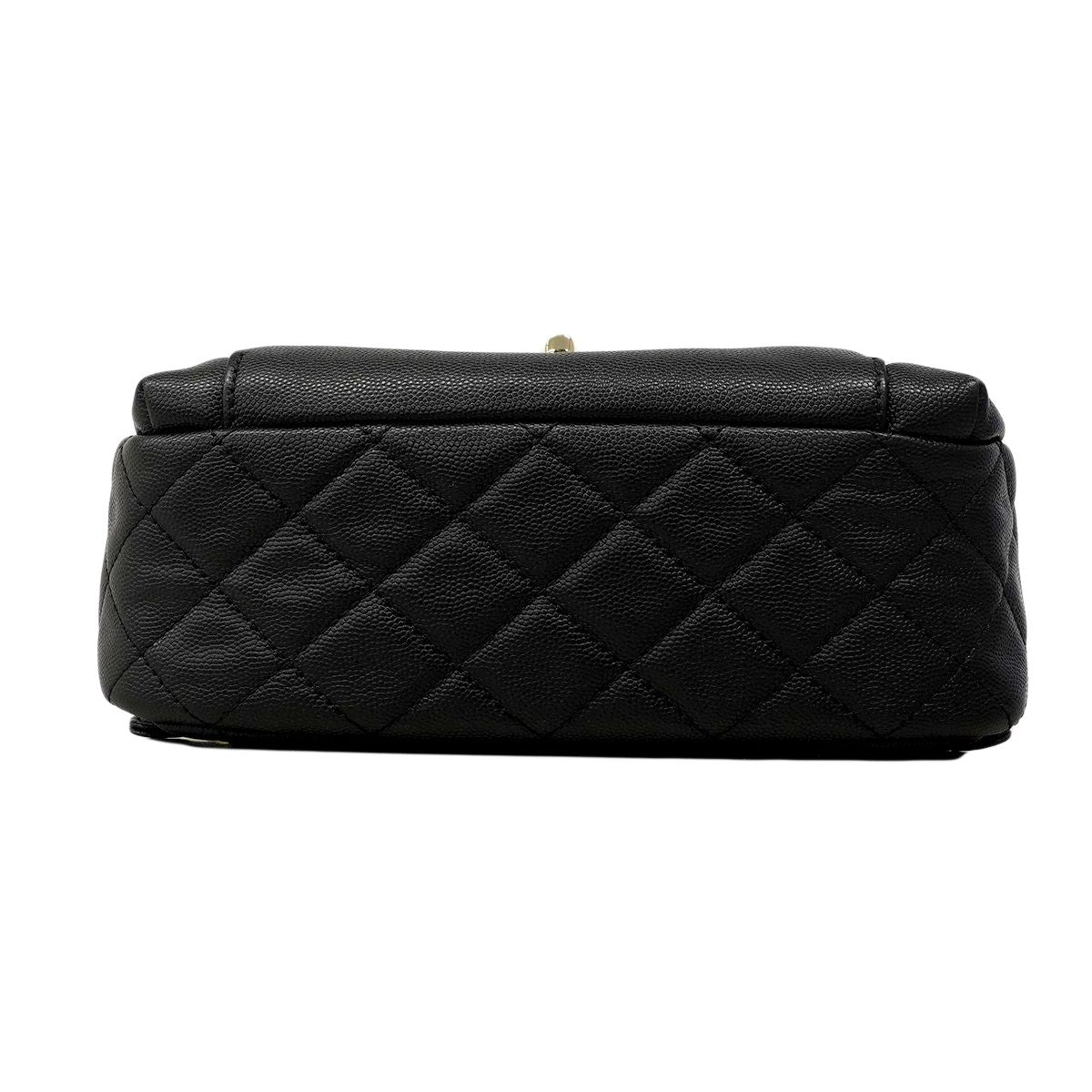 Chanel Backpack Quilted Caviar Leather Black Champagne Gold — view 3