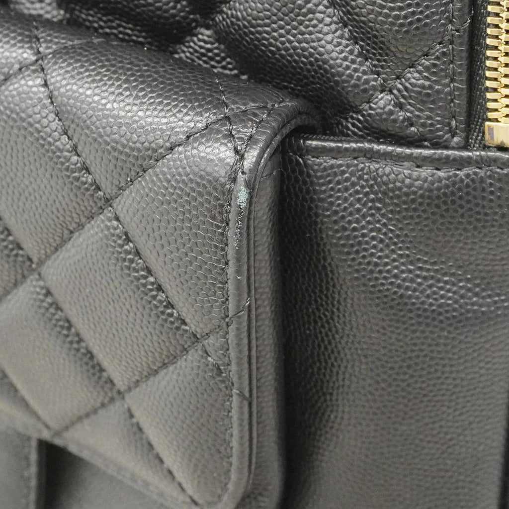 Chanel Backpack Quilted Caviar Leather Black Champagne Gold — view 6