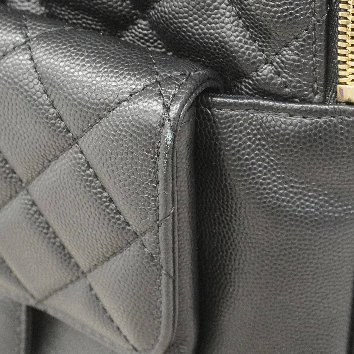 Chanel Backpack Quilted Caviar Leather Black Champagne Gold — view 6