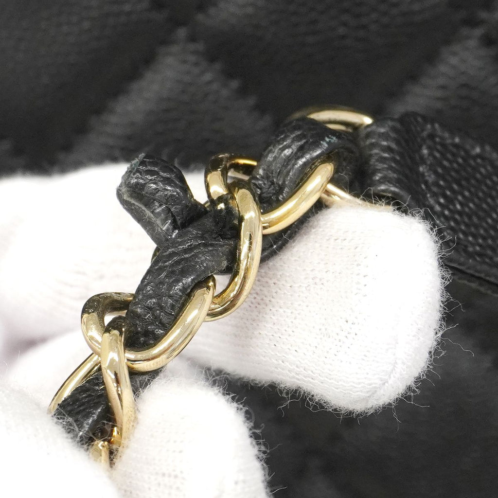 Chanel Backpack Quilted Caviar Leather Black Champagne Gold — view 7