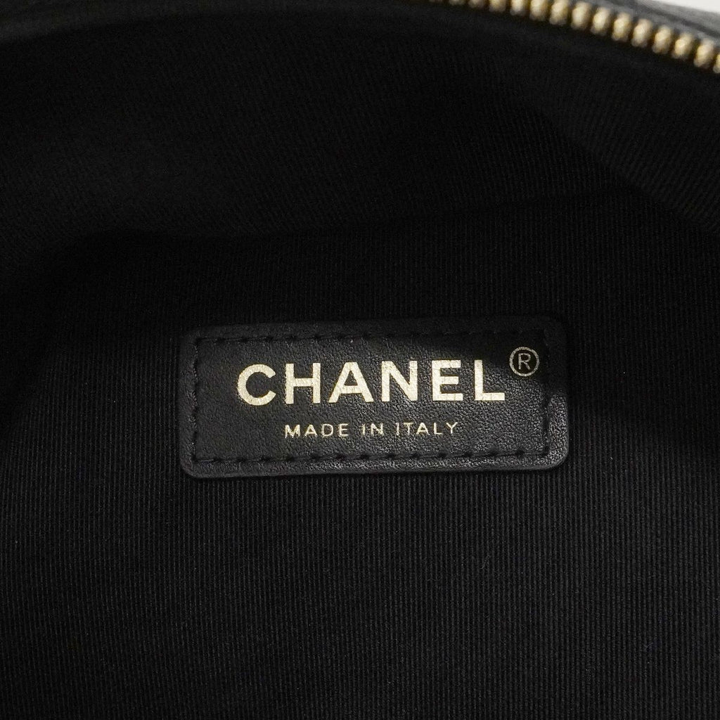 Chanel Backpack Quilted Caviar Leather Black Champagne Gold — view 5