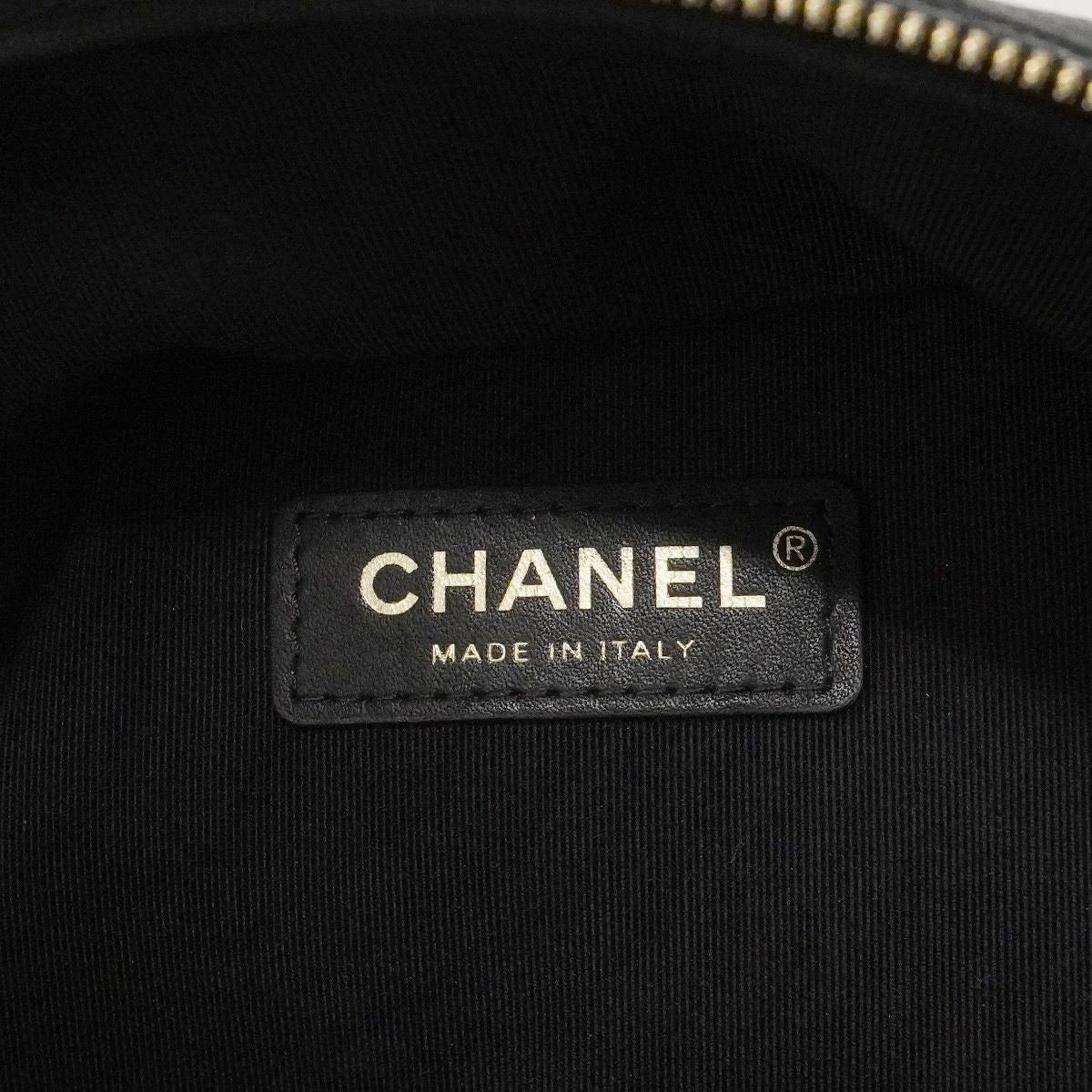 Chanel Backpack Quilted Caviar Leather Black Champagne Gold — view 5