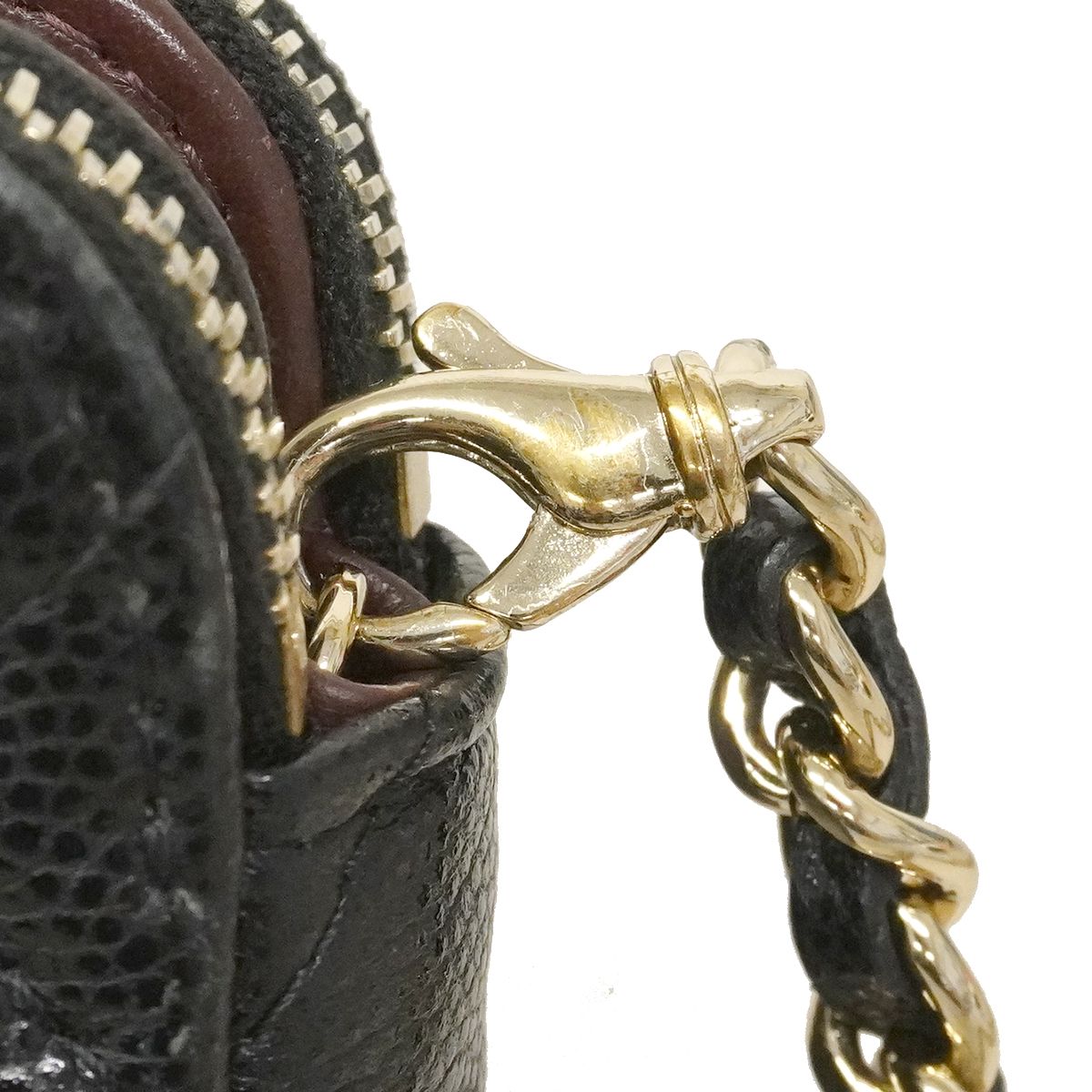 Chanel Shoulder Bag Quilted Caviar Leather Black Champagne Gold — view 7