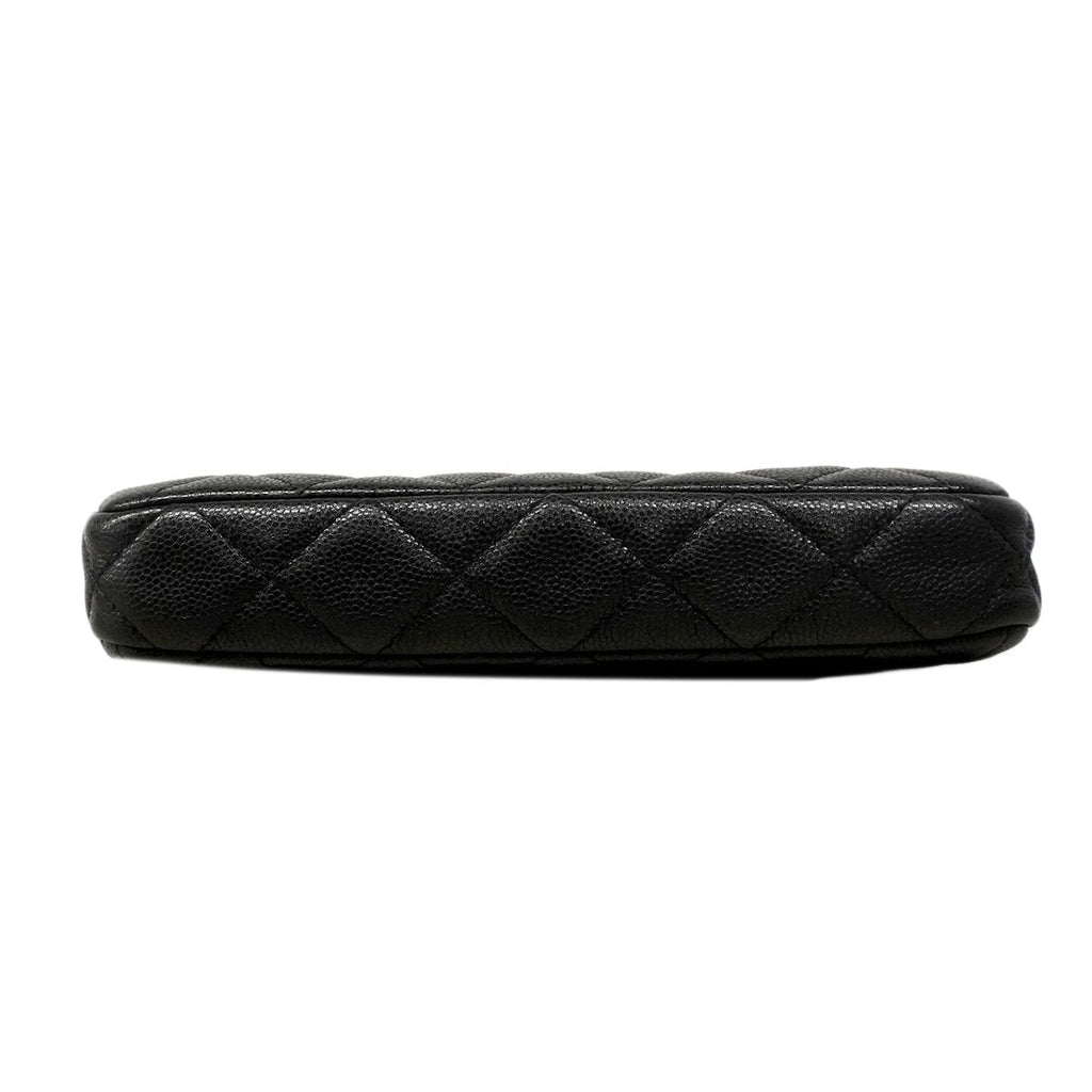 Chanel Shoulder Bag Quilted Caviar Leather Black Champagne Gold — view 3