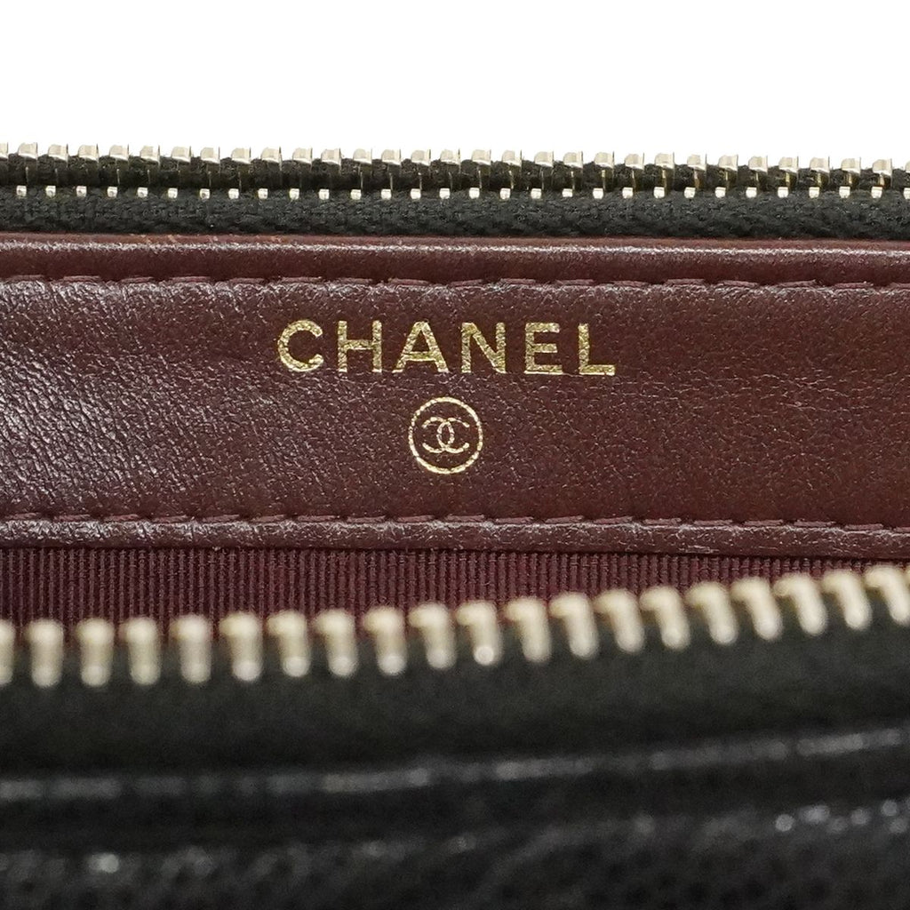 Chanel Shoulder Bag Quilted Caviar Leather Black Champagne Gold — view 5