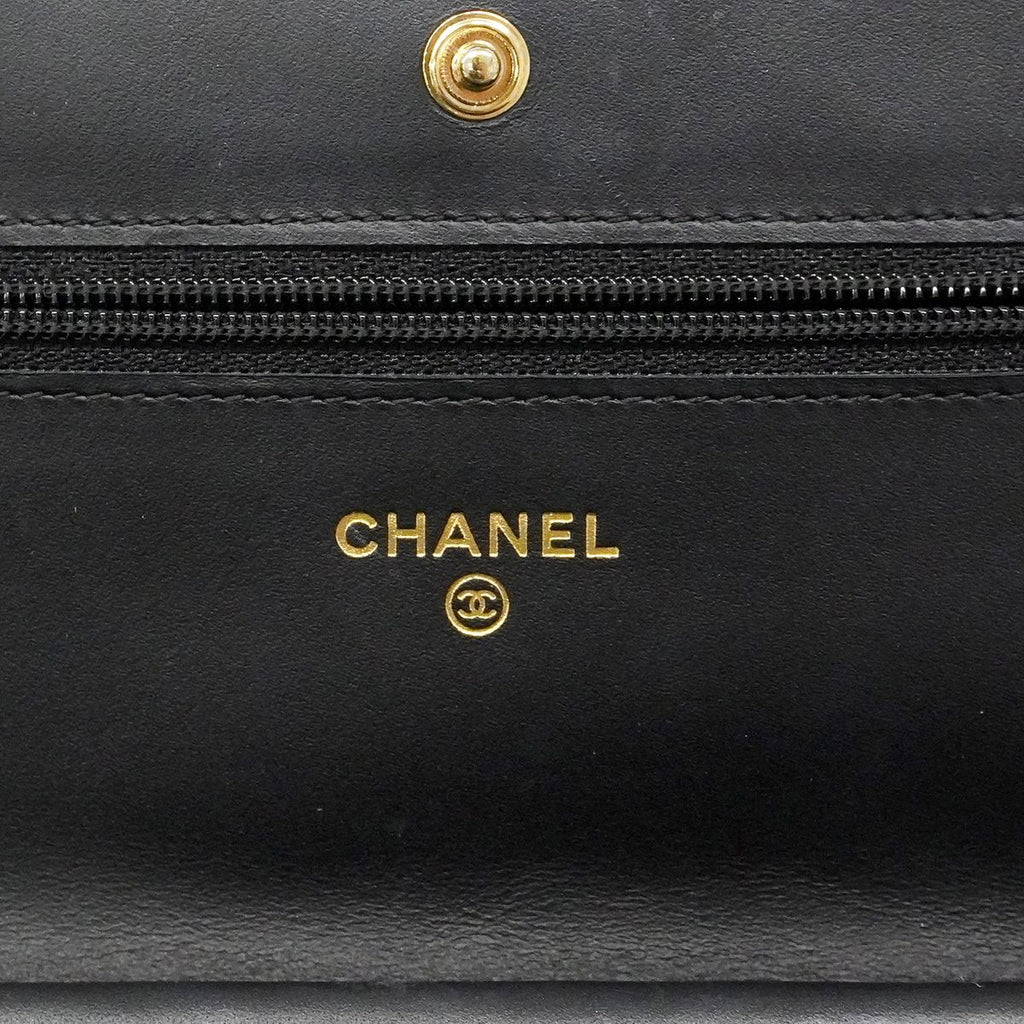 Chanel Shoulder Wallet 2.55 Quilted Lambskin Black Gold Silver Handbag — view 5