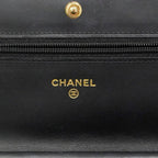 Chanel Shoulder Wallet 2.55 Quilted Lambskin Black Gold Silver Handbag — view 5