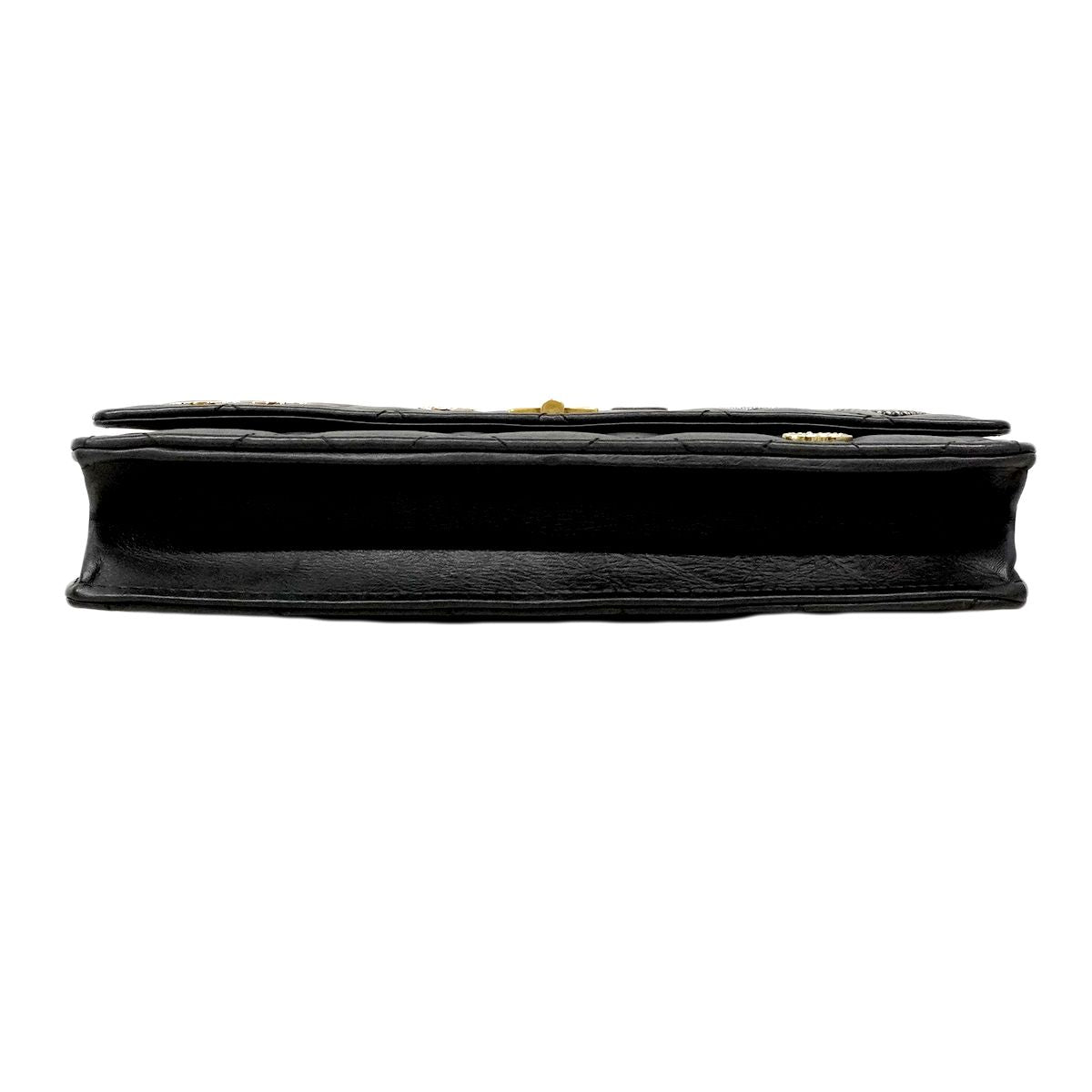 Chanel Shoulder Wallet 2.55 Quilted Lambskin Black Gold Silver Handbag — view 3