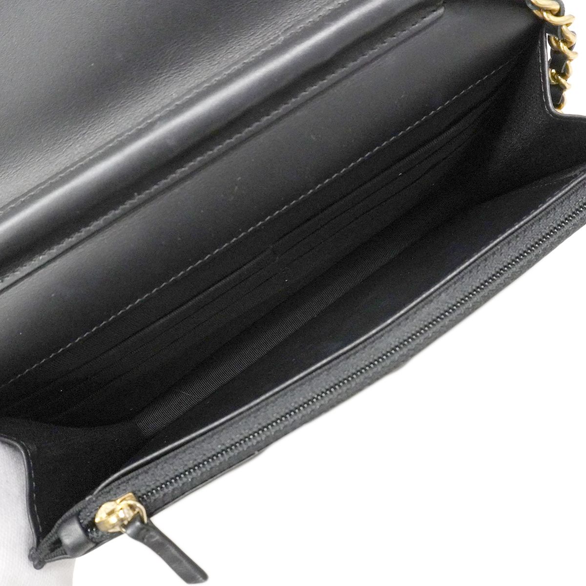 Chanel Shoulder Wallet 2.55 Quilted Lambskin Black Gold Silver Handbag — view 4