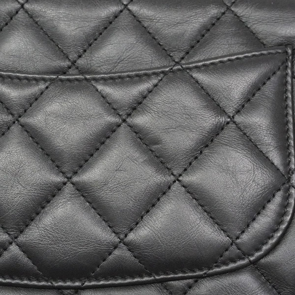 Chanel Shoulder Wallet 2.55 Quilted Lambskin Black Gold Silver Handbag — view 8