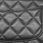 Chanel Shoulder Wallet 2.55 Quilted Lambskin Black Gold Silver Handbag — view 8