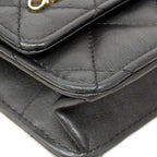 Chanel Shoulder Wallet 2.55 Quilted Lambskin Black Gold Silver Handbag — view 6