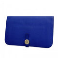 Hermes Wallet Dogon GM Togo Blue Electric Silver