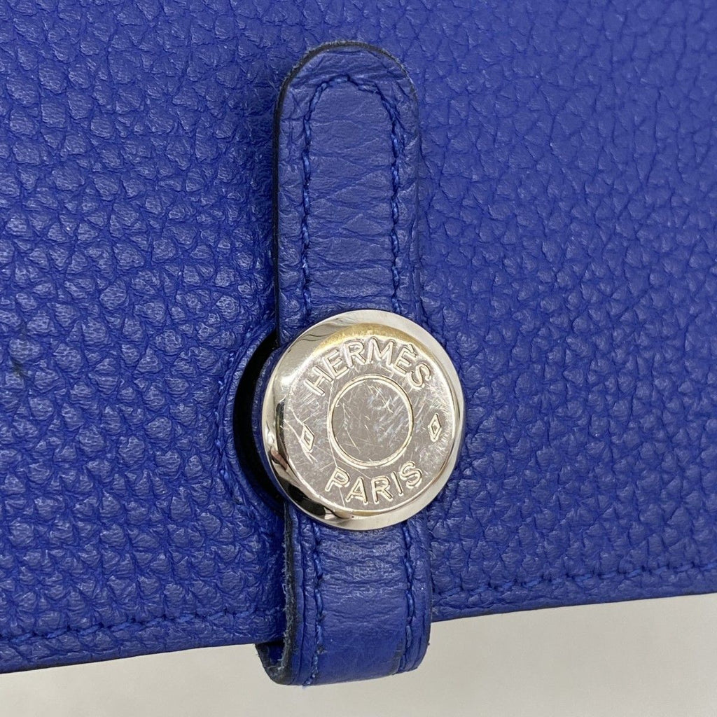Hermes Wallet Dogon GM Togo Blue Electric Silver — view 8