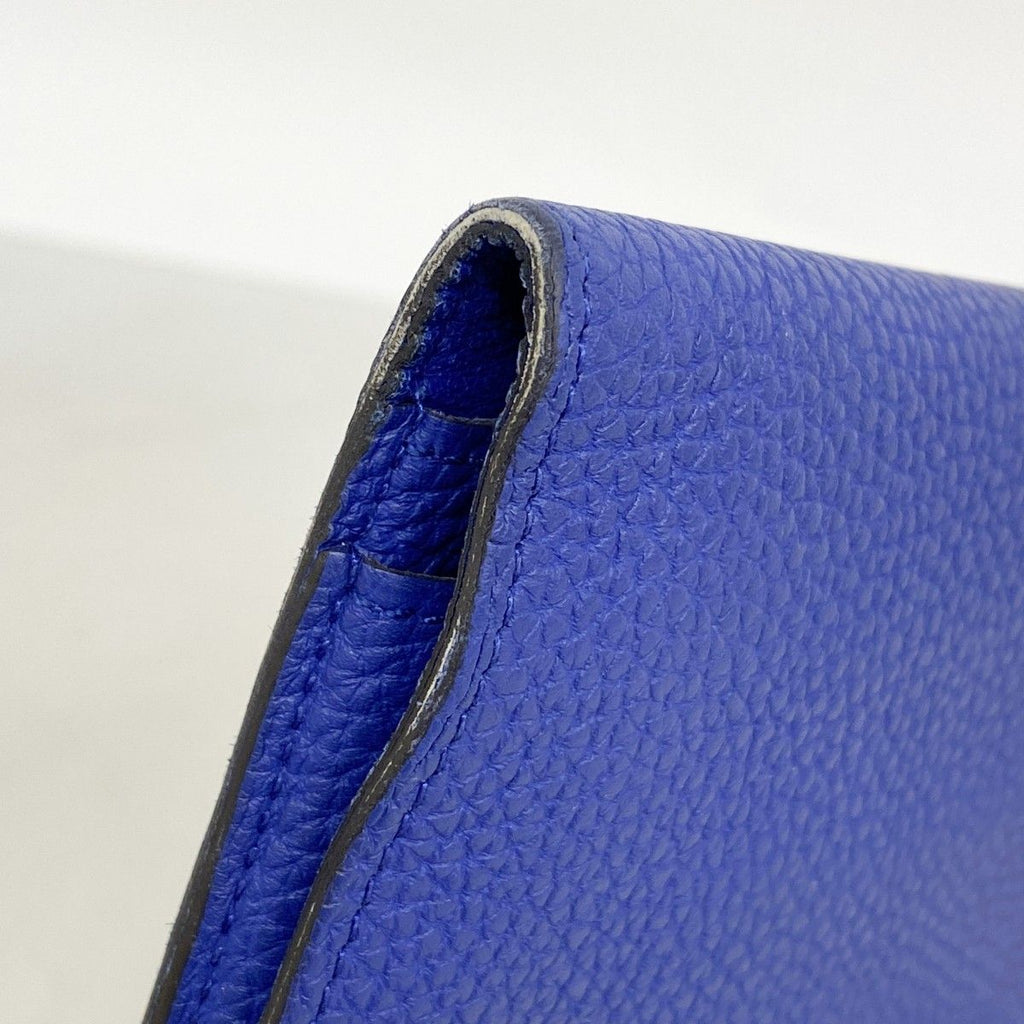 Hermes Wallet Dogon GM Togo Blue Electric Silver — view 6