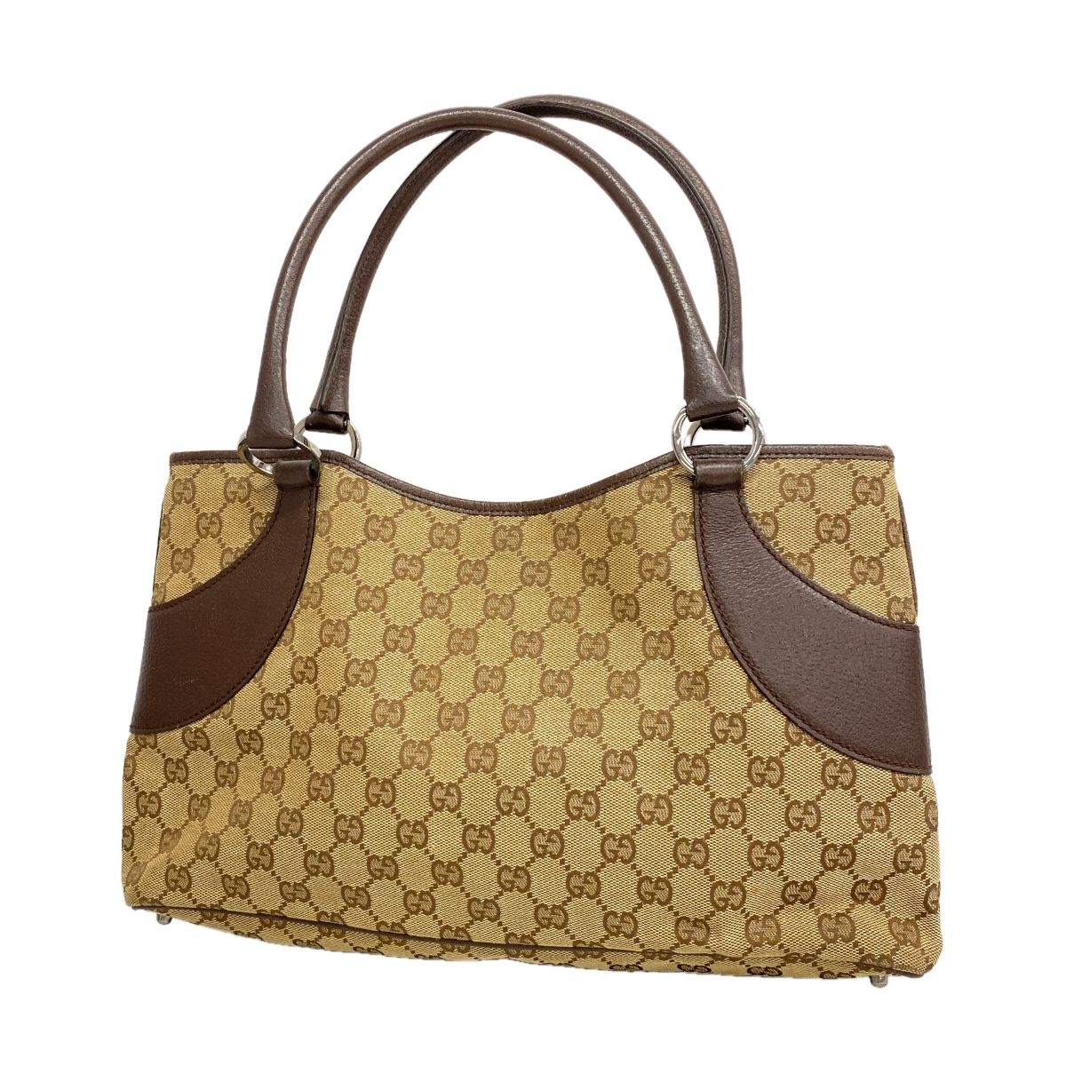 Gucci Handbag GG Canvas Brown Silver