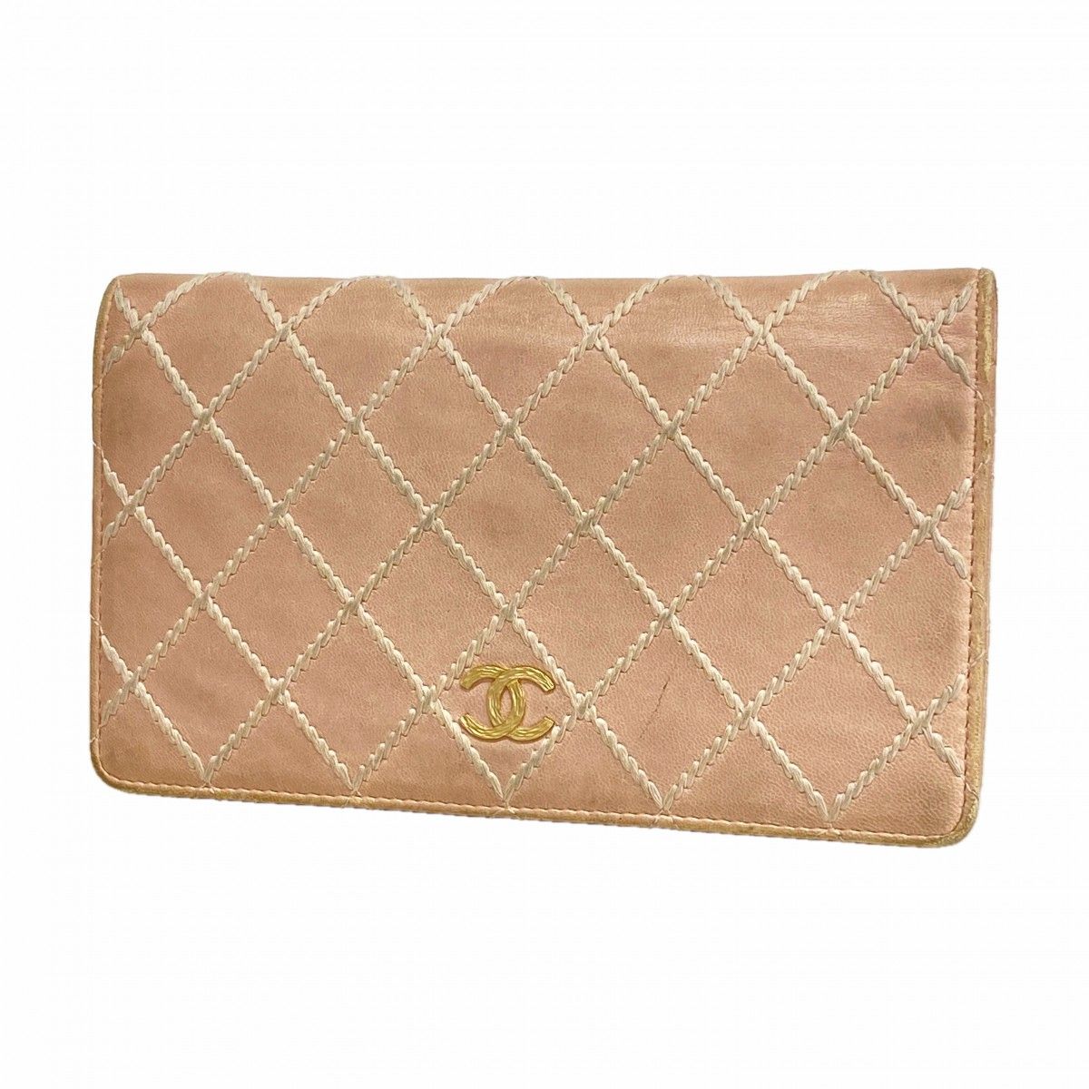 Chanel Wallet Wild Stitch Lambskin Pink Champagne Gold