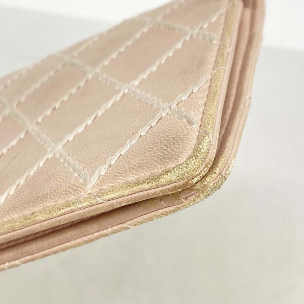 Chanel Wallet Wild Stitch Lambskin Pink Champagne Gold — view 6
