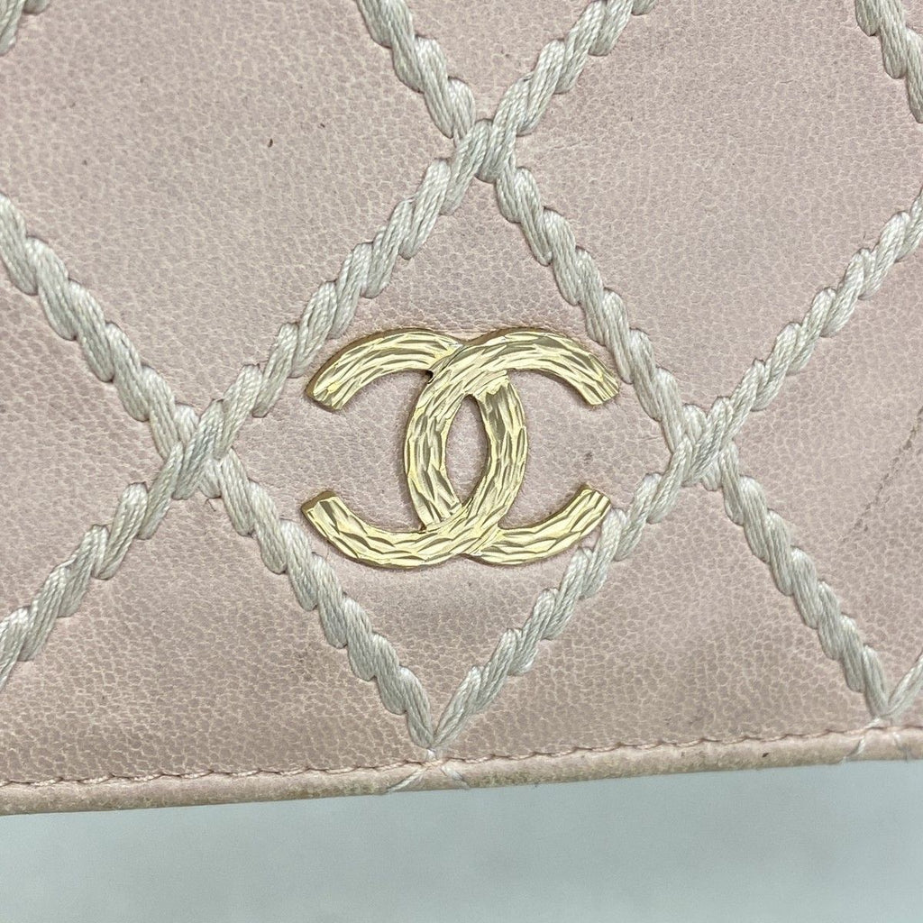 Chanel Wallet Wild Stitch Lambskin Pink Champagne Gold — view 8