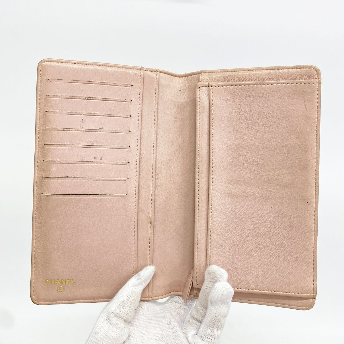 Chanel Wallet Wild Stitch Lambskin Pink Champagne Gold — view 3