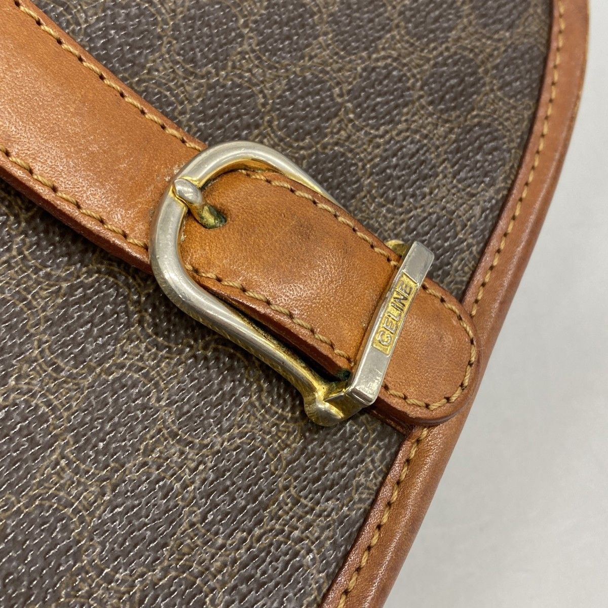 Celine Shoulder Bag Macadam Brown Gold — view 9