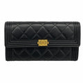 Chanel Wallet Boy Lambskin Black Gold