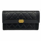 Chanel Wallet Boy Lambskin Black Gold
