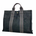 Hermes Tote Fourre Tout Canvas Black Silver