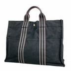 Hermes Tote Fourre Tout Canvas Black Silver