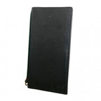 Gucci Long Bill Holder Sherry Line Leather Black Silver Wallet