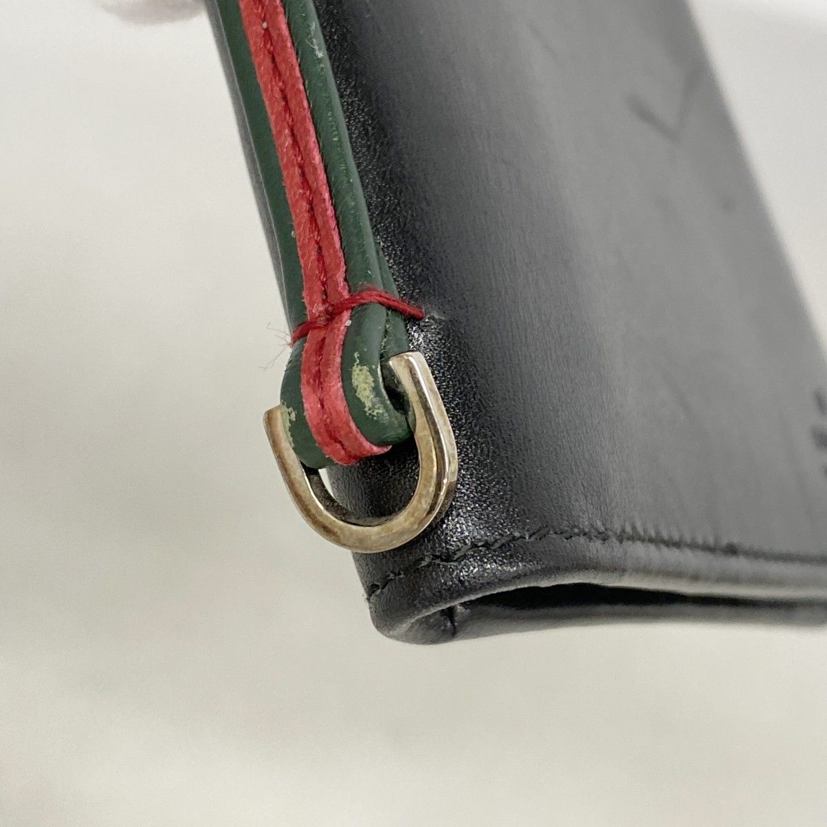 Gucci Long Bill Holder Sherry Line Leather Black Silver Wallet — view 7