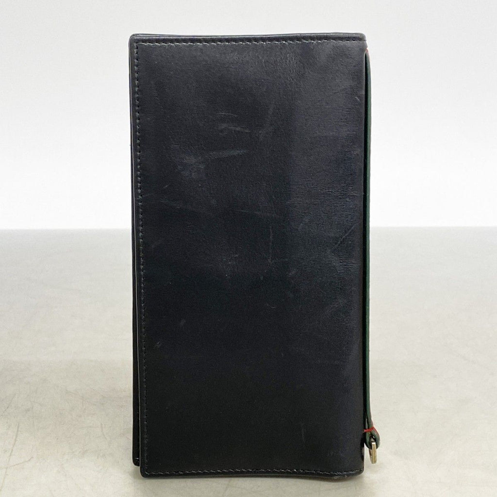 Gucci Long Bill Holder Sherry Line Leather Black Silver Wallet — view 9