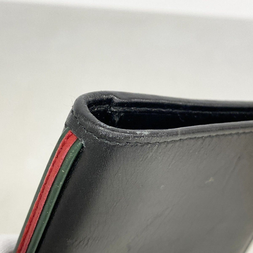 Gucci Long Bill Holder Sherry Line Leather Black Silver Wallet — view 5
