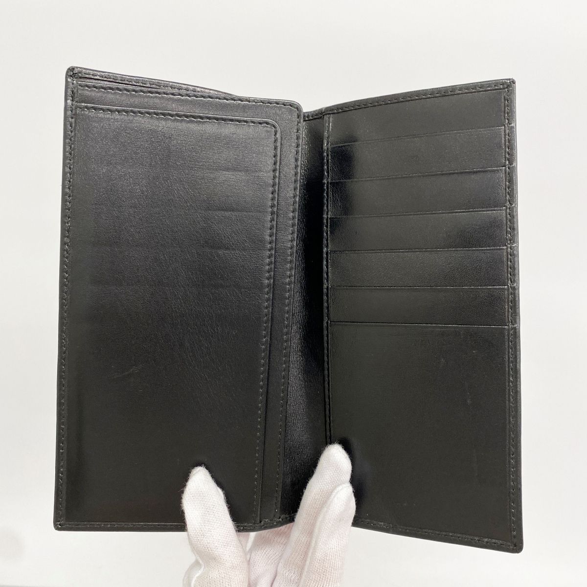 Gucci Long Bill Holder Sherry Line Leather Black Silver Wallet — view 3