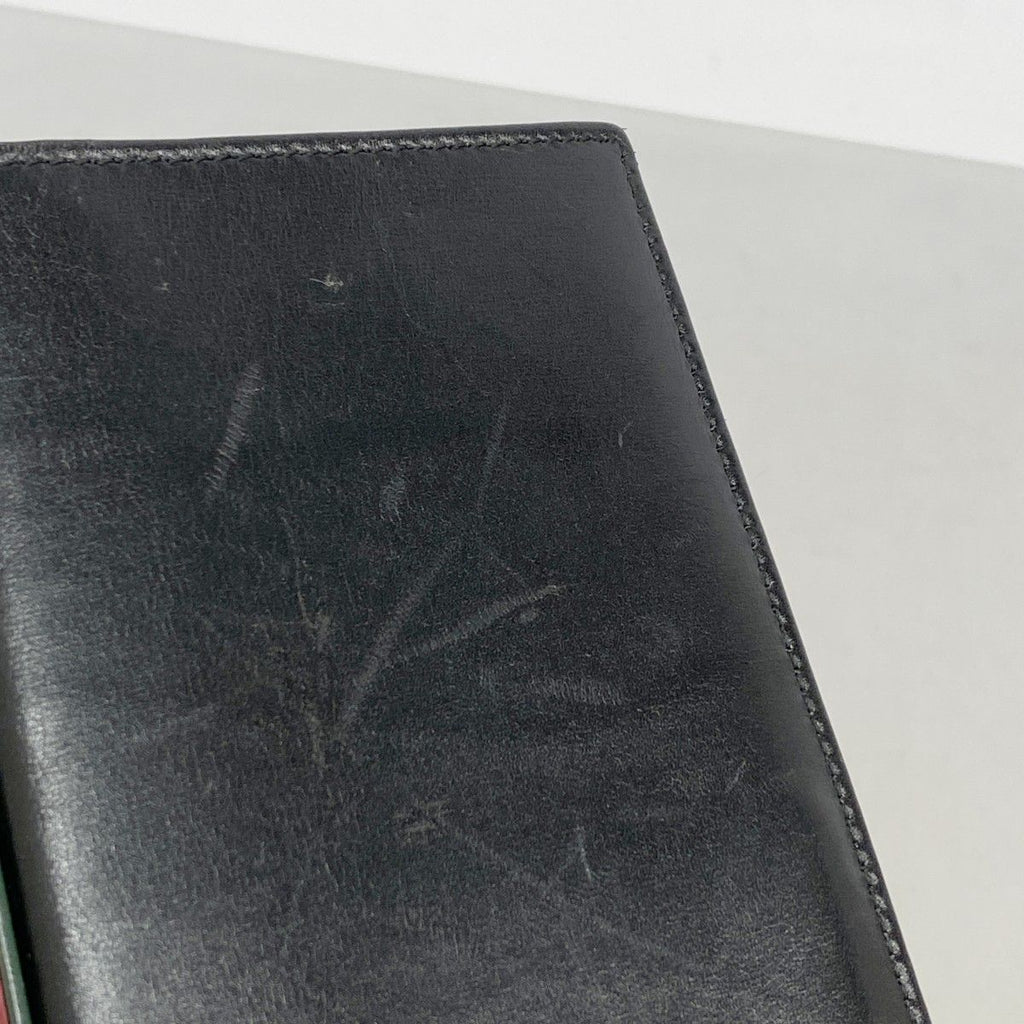 Gucci Long Bill Holder Sherry Line Leather Black Silver Wallet — view 8