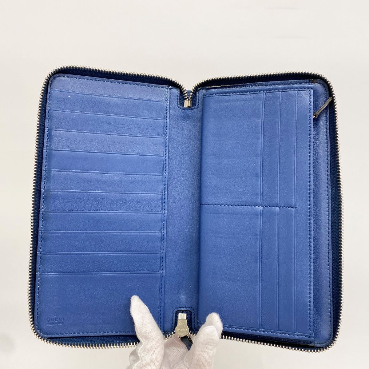 Gucci Wallet Micro Guccissima Leather Blue Silver — view 3