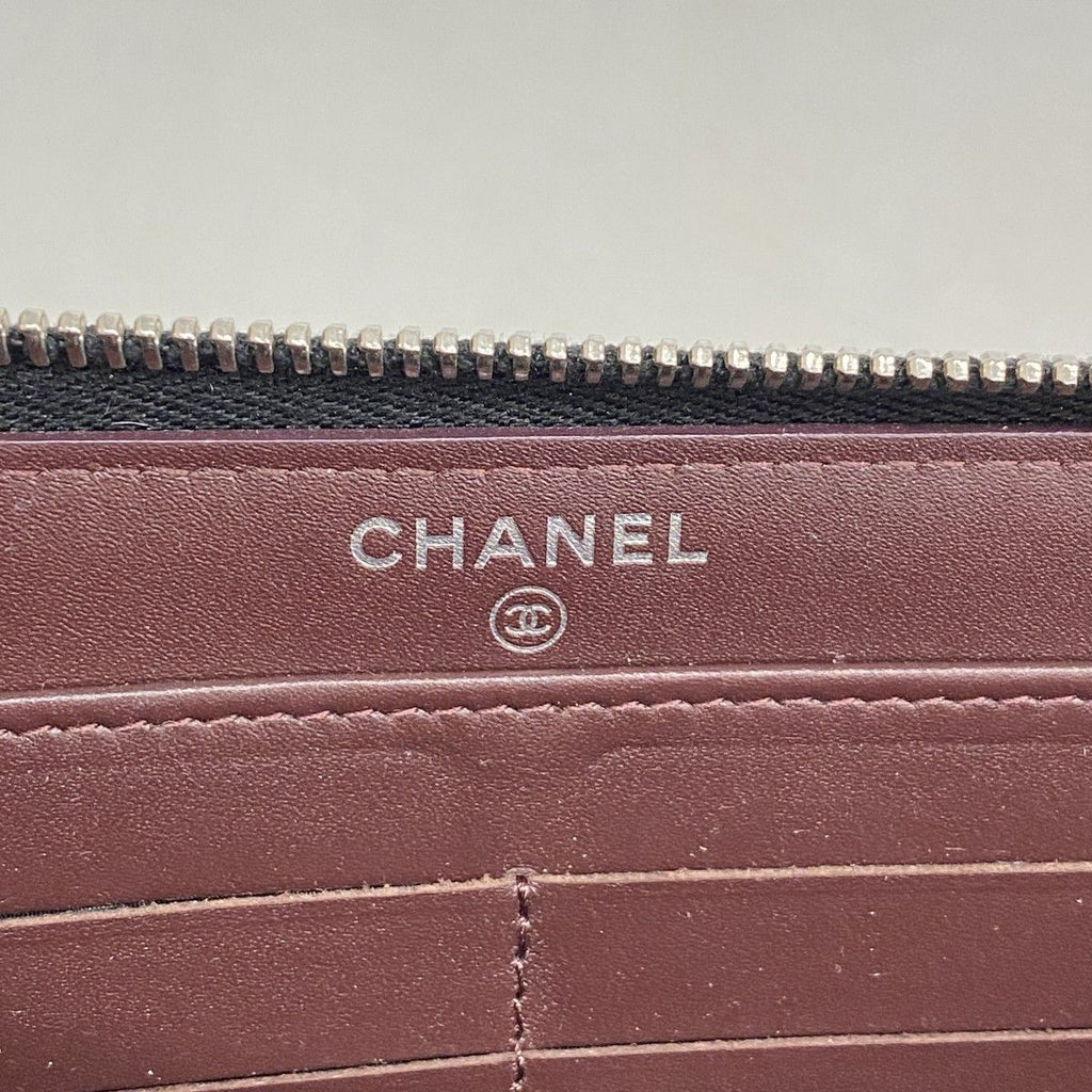 Chanel Wallet Quilted Caviar Leather Black Silver — view 4