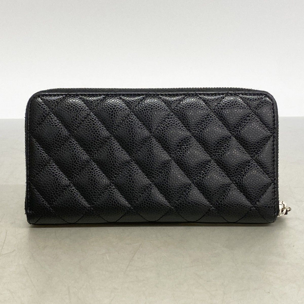 Chanel Wallet Quilted Caviar Leather Black Silver — view 5